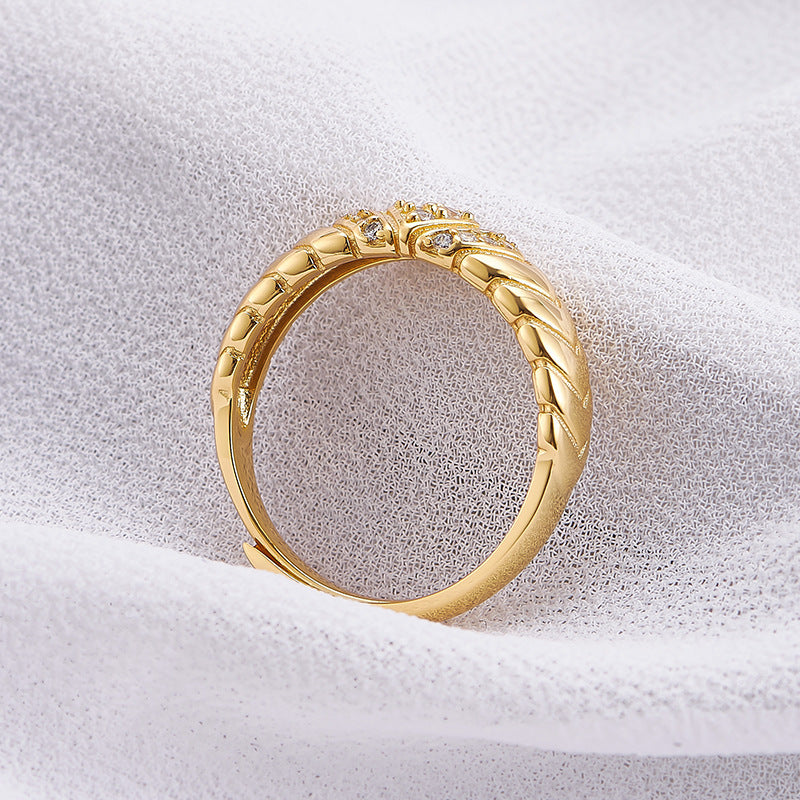 925 Sterling Silver Crystal Open Ring - Elegant Design